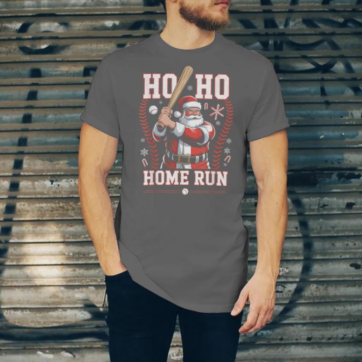 Ho Ho Home Run Baseball Christmas Holiday Sports Santa Unisex Jersey T-Shirt