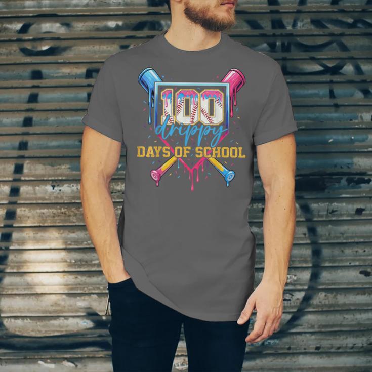 HUGvyn 100 Drippy Days Of School Baseball Ice Cream 100 Days Unisex Jersey T-Shirt
