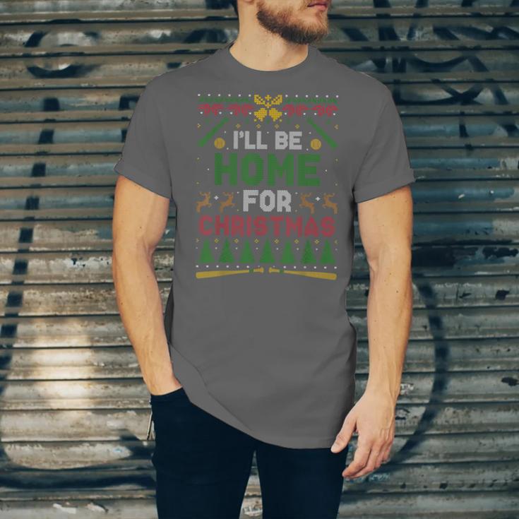 I’Ll Be Home For Christmas Baseball Ugly Sweater Unisex Jersey T-Shirt