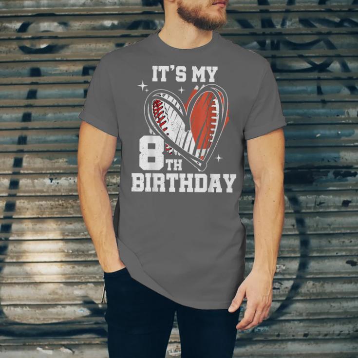 It's My 8th Birthday Baseball Football Heart 8 Year Old Unisex Jersey T-Shirt It's My 8th Birthday Baseball Football Heart 8 Year Old Unisex Jersey T-Shirt