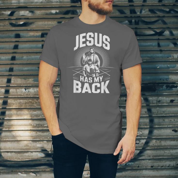 Jesus Has My Back Baseball Faith Motivation Tee Christian Unisex Jersey T-Shirt
