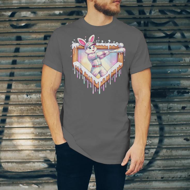 Kids Happy Easter Bunny Playing Baseball Boy Ice Cream Drip Unisex Jersey T-Shirt