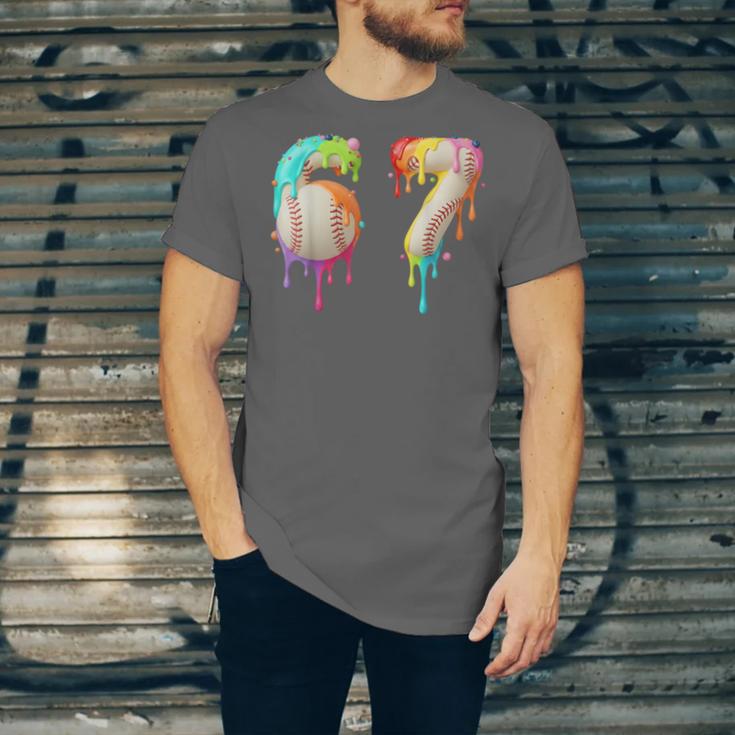 Kids Meme 67 Number Six 6 Seven 7 Ice Cream Drips Baseball Unisex Jersey T-Shirt Kids Meme 67 Number Six 6 Seven 7 Ice Cream Drips Baseball Unisex Jersey T-Shirt
