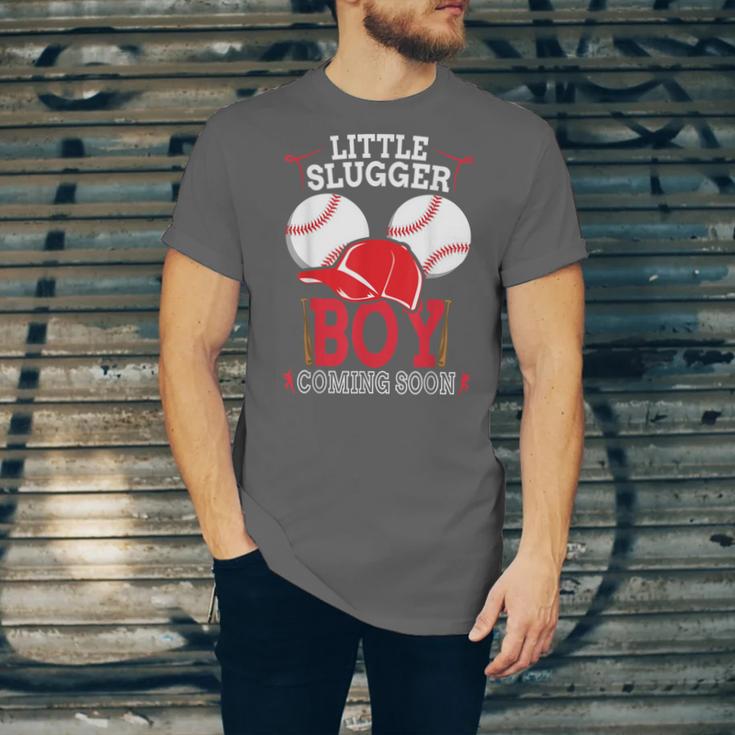 Little Slugger Boy Coming Soon Baby Announcement Baseball Unisex Jersey T-Shirt Little Slugger Boy Coming Soon Baby Announcement Baseball Unisex Jersey T-Shirt