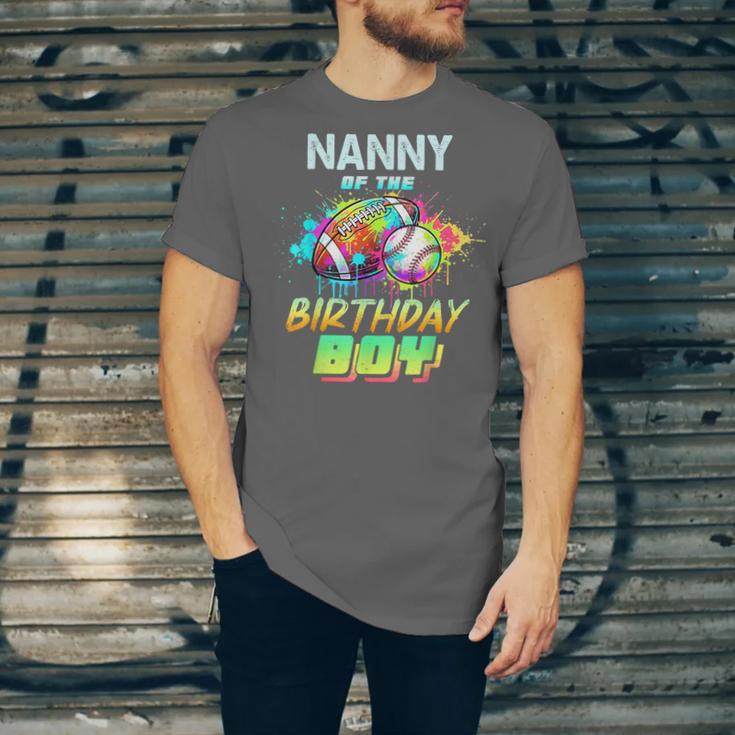 Nanny Of The Birthday Boy Baseball Football Colorful Unisex Jersey T-Shirt