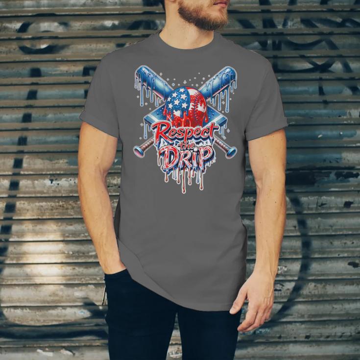 Respect The Drip Baseball American Flag Ice Cream Drip Youth Unisex Jersey T-Shirt Respect The Drip Baseball American Flag Ice Cream Drip Youth Unisex Jersey T-Shirt