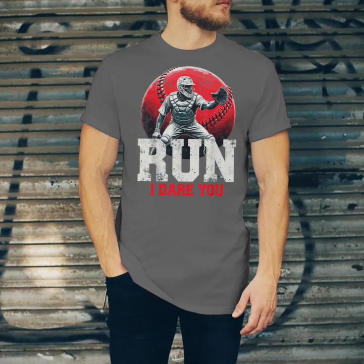 Run I Dare You Baseball Ball Player Catcher Coach Tee Unisex Jersey T-Shirt