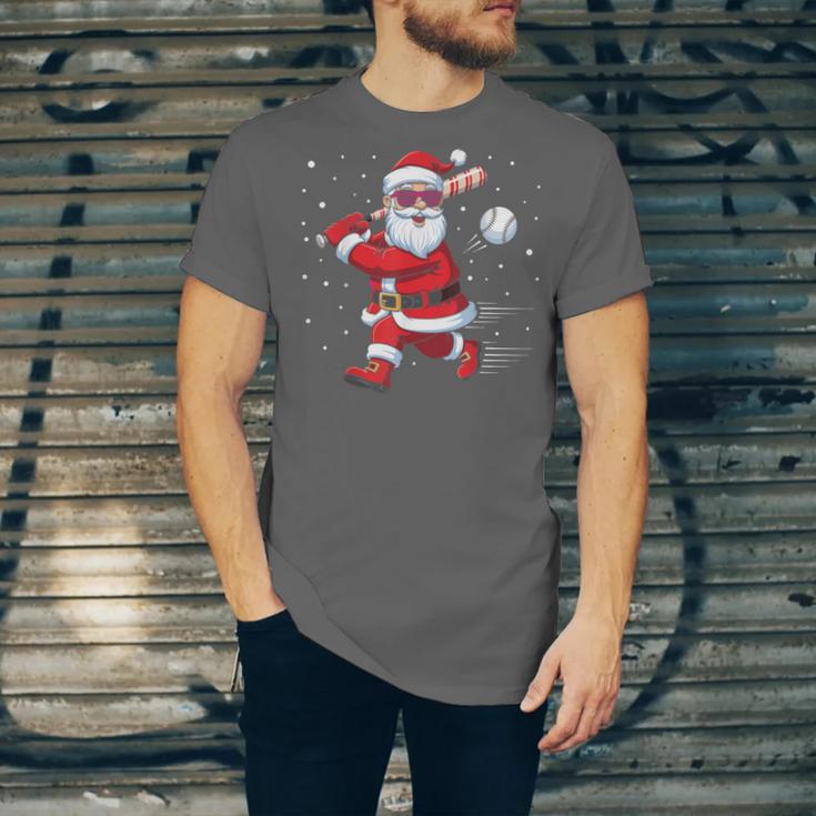 Santa Baseball Christmas Pajamas Xmas Men Kids Boys Unisex Jersey T-Shirt