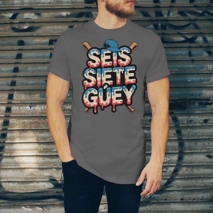 SEIS Siete Guey Baseball Drip Mexico Spanish 67 Slang Boys Unisex Jersey T-Shirt