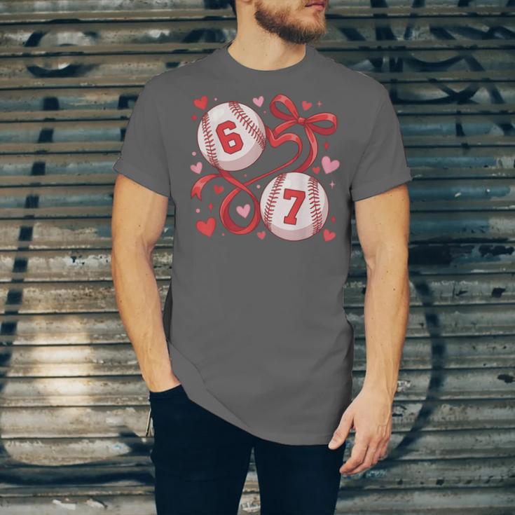 Six Seven Baseball Lover Sports Red Heart Bow Valentine Girl Unisex Jersey T-Shirt
