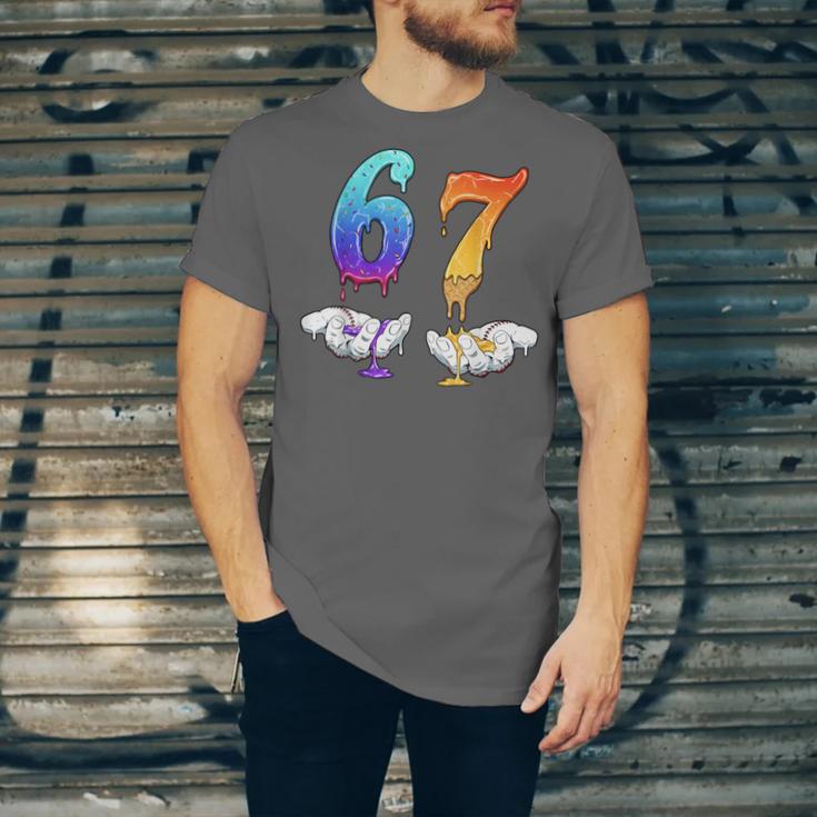 Six Seven Ice Cream Drip Cool Meme 67 Number Baseball Unisex Jersey T-Shirt