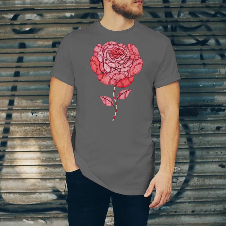 Sporty Rose Graphic With Baseball And Rugby Ball Petals Unisex Jersey T-Shirt Sporty Rose Graphic With Baseball And Rugby Ball Petals Unisex Jersey T-Shirt