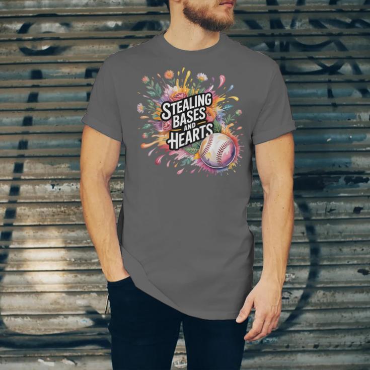 Stealing Bases And Hearts Baseball Puns Sports Unisex Jersey T-Shirt Stealing Bases And Hearts Baseball Puns Sports Unisex Jersey T-Shirt