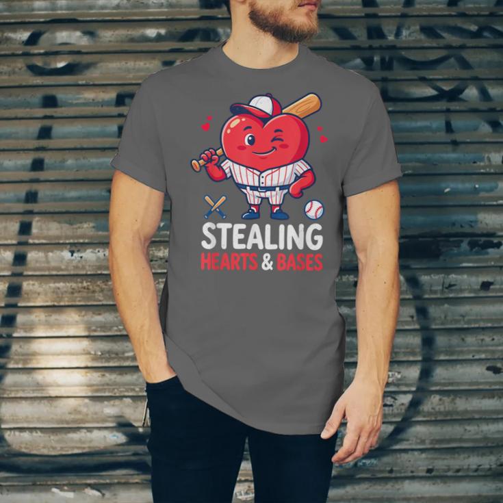 Stealing Hearts And Bases Baseball Player Valentine's Day Unisex Jersey T-Shirt
