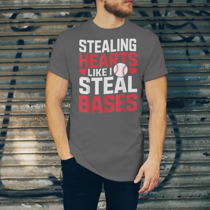 Stealing Hearts Like I Steal Bases Cute Baseball Kids Unisex Jersey T-Shirt