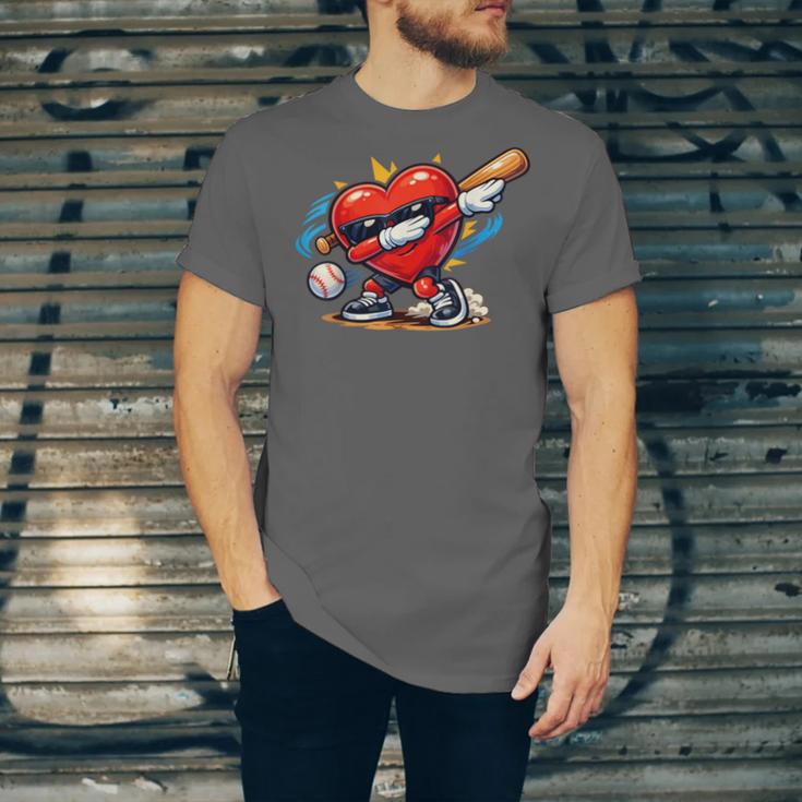 Valentines Day Baseball Dabbing Red Heart Love Boys Unisex Jersey T-Shirt