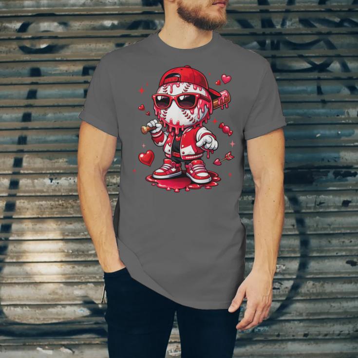 Valentines Day Baseball Drip Ice Cream For Boys Kids Teens Unisex Jersey T-Shirt
