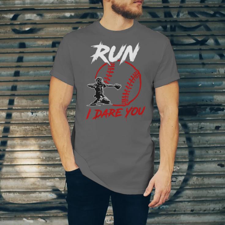 Vintage Baseball Catcher Boys Go Ahead Run I Dare You Unisex Jersey T-Shirt Vintage Baseball Catcher Boys Go Ahead Run I Dare You Unisex Jersey T-Shirt