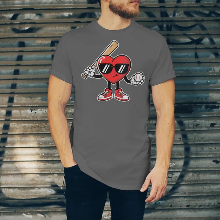 Women's Valentines Day Heart Baseball Player Sports Boys Kids Men Unisex Jersey T-Shirt