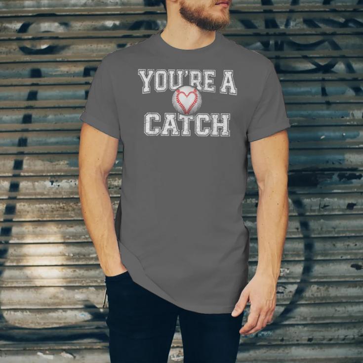 You'Re A Catch Baseball Pun Heart Kids Boys Valentines Unisex Jersey T-Shirt