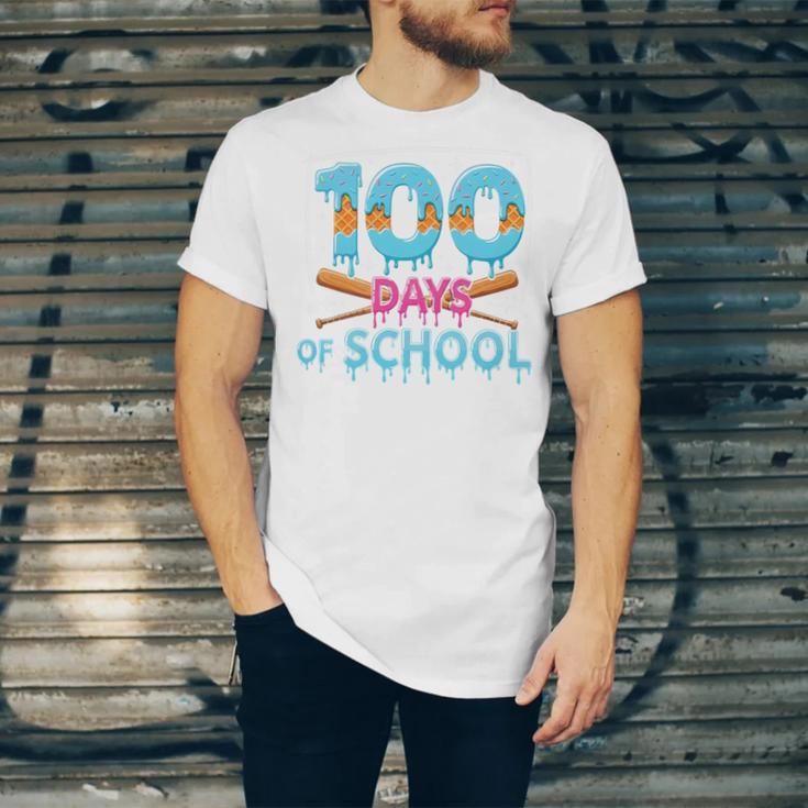 100 Days Of School Drip Ice Cream Baseball For Teacher Kids Premium Tri-Blend Unisex Jersey T-Shirt