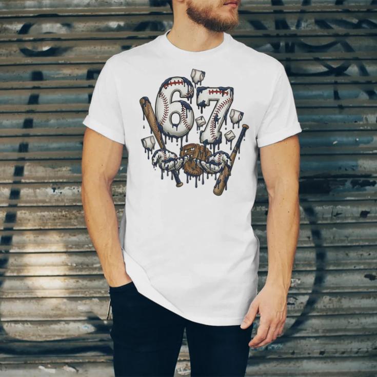 67 Baseball Six Seven Baseball 6 7 Kids Boys Girls Premium Tri-Blend Unisex Jersey T-Shirt