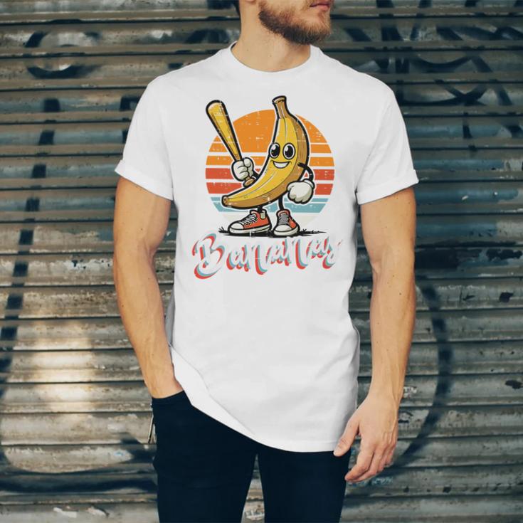 Bananas Baseball Sunset Retro Fruit Sports Boys Kids Men Premium Tri-Blend Unisex Jersey T-Shirt