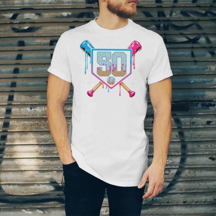 Baseball 50 Year Old Ice Cream Drip 50th Birthday Number 50 Unisex Jersey T-Shirt