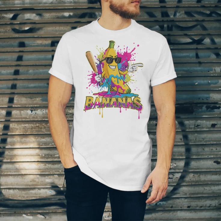 Baseball Banana Splatter Sports Kids Teens Premium Tri-Blend Unisex Jersey T-Shirt