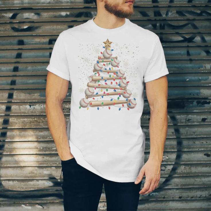 Baseball Christmas Tree Light Xmas Tees Boys Kids Men Unisex Jersey T-Shirt