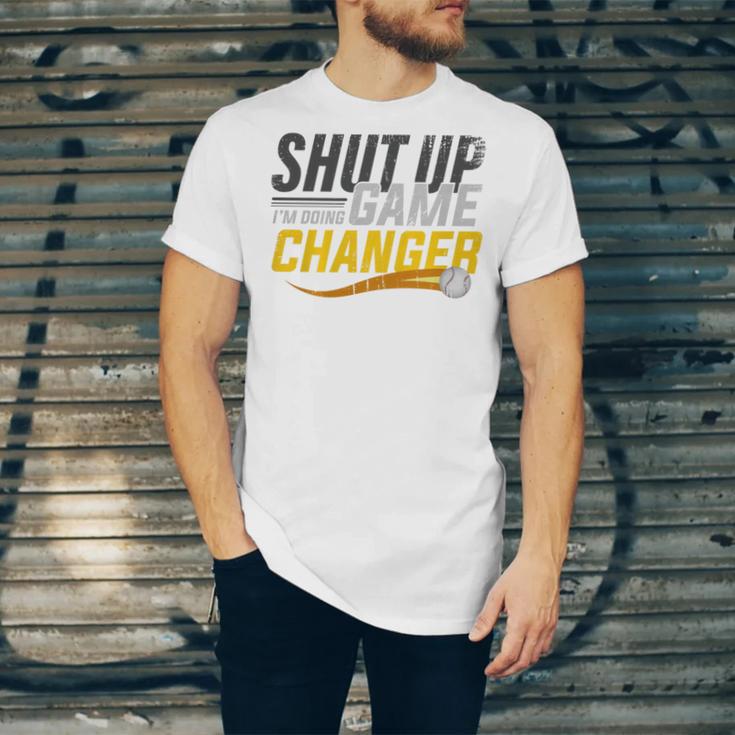 Baseball Fan Shut Up I'm Doing Game Changer Premium Tri-Blend Unisex Jersey T-Shirt Baseball Fan Shut Up I'm Doing Game Changer Premium Tri-Blend Unisex Jersey T-Shirt