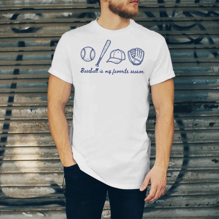 Baseball Is My Favorite Season Sports Minimalist Line Art Unisex Jersey T-Shirt