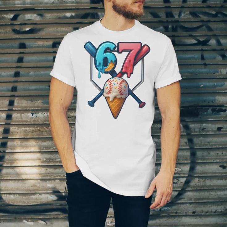 Baseball Ice Cream Drip 67 Six Seven Gen Alpha Slang Meme Unisex Jersey T-Shirt Baseball Ice Cream Drip 67 Six Seven Gen Alpha Slang Meme Unisex Jersey T-Shirt
