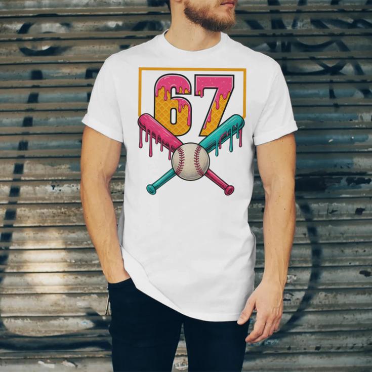 Baseball Ice Cream Drip Number 67 Player 67th Birthday Premium Tri-Blend Unisex Jersey T-Shirt Baseball Ice Cream Drip Number 67 Player 67th Birthday Premium Tri-Blend Unisex Jersey T-Shirt