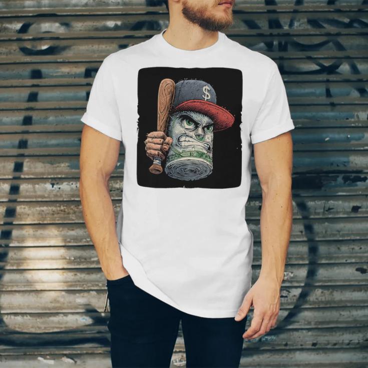 Cool Dollar Bill Guy With Cap And Baseball Costume Premium Tri-Blend Unisex Jersey T-Shirt Cool Dollar Bill Guy With Cap And Baseball Costume Premium Tri-Blend Unisex Jersey T-Shirt