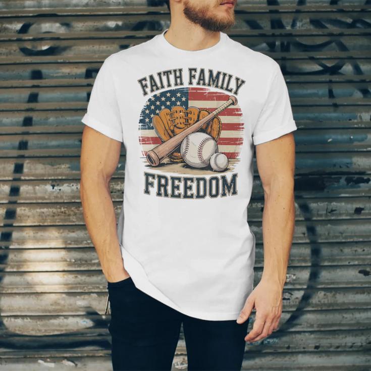 Faith Family Freedom Patriotic Christian Baseball Game Day Unisex Jersey T-Shirt