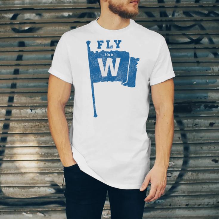 Fly The W Chicago Baseball Winning Flag Distressed Premium Tri-Blend Unisex Jersey T-Shirt