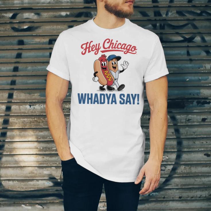 Hey Chicago Whadya Say Baseball Hot Dog Unisex Jersey T-Shirt