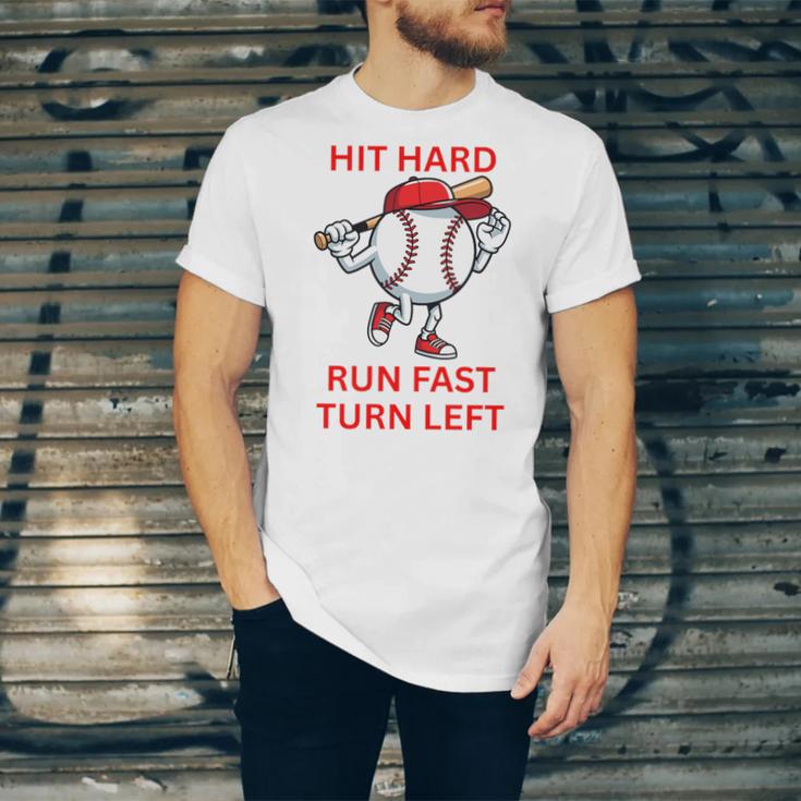Hit Hard Run Fast Turn Left Baseball Player Premium Tri-Blend Unisex Jersey T-Shirt Hit Hard Run Fast Turn Left Baseball Player Premium Tri-Blend Unisex Jersey T-Shirt