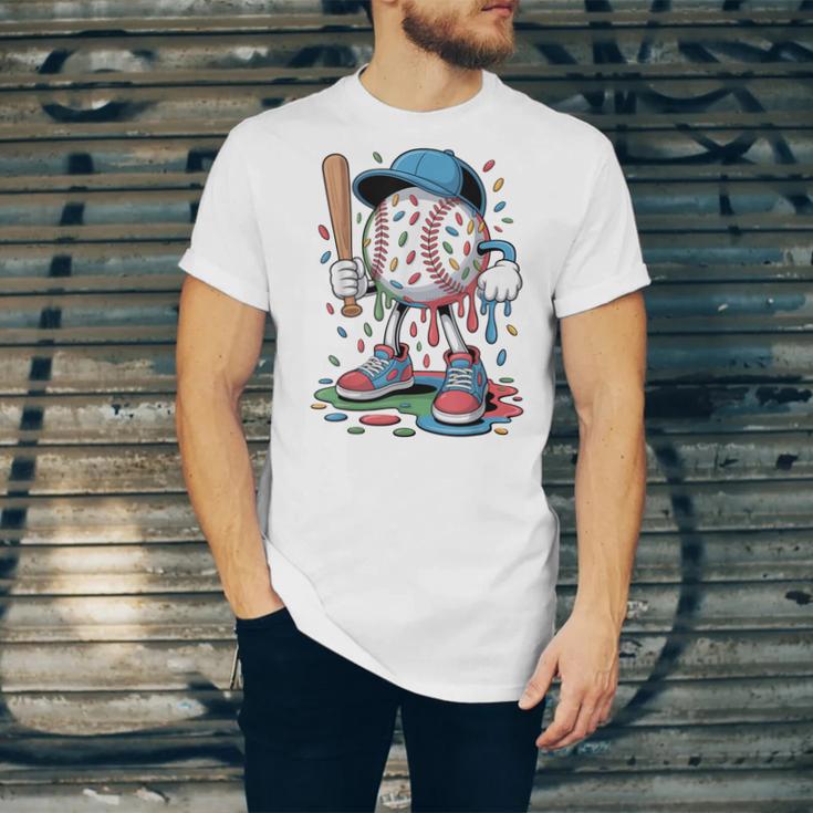 Melting Slime Sprinkle Baseball Mascot With Bat Unisex Jersey T-Shirt