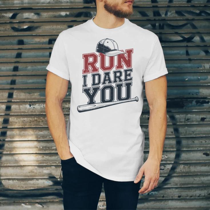 Run I Dare You Baseball Catcher Player Fan Unisex Jersey T-Shirt