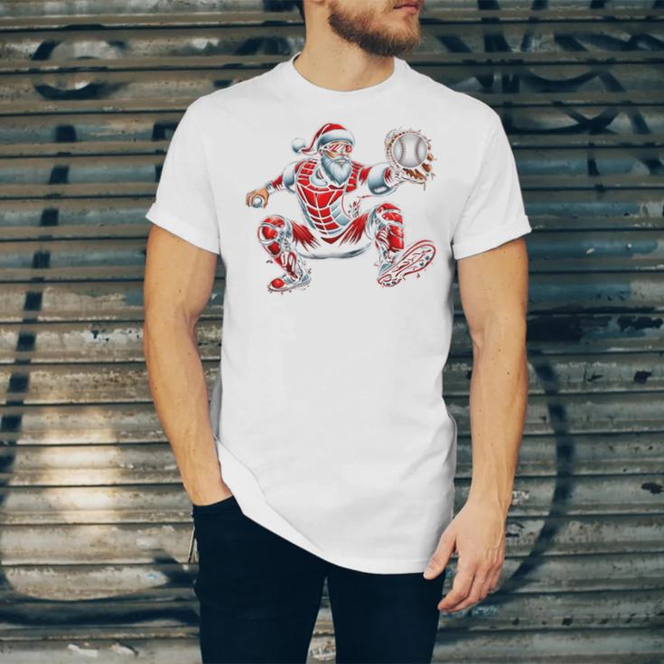Santa Playing Baseball Catcher Merry Christmas Sport Player Unisex Jersey T-Shirt Santa Playing Baseball Catcher Merry Christmas Sport Player Unisex Jersey T-Shirt
