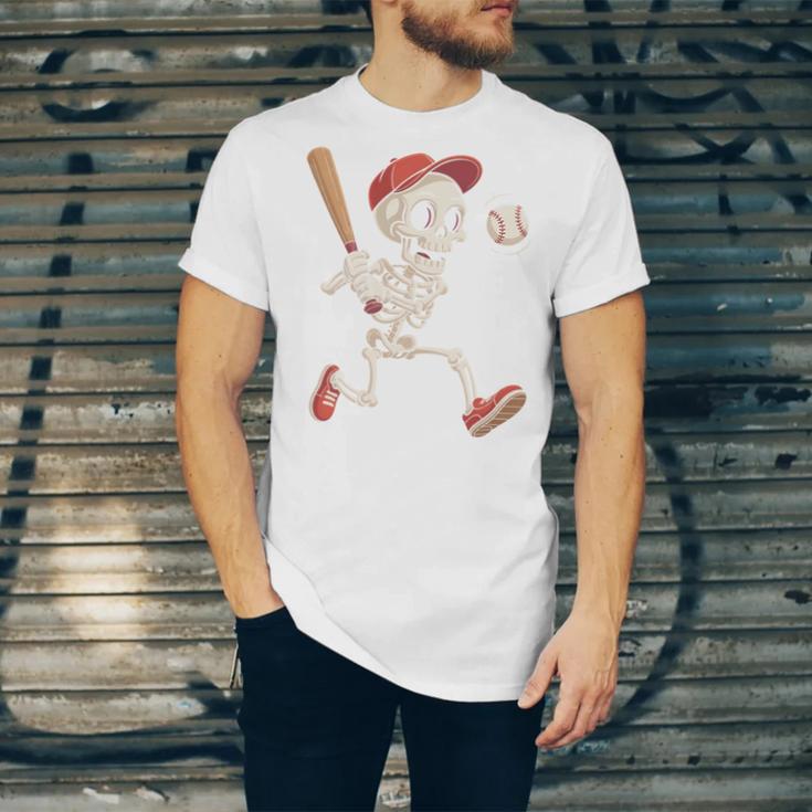 Skeleton Batting Baseball Halloween Boys Men Kids Unisex Jersey T-Shirt