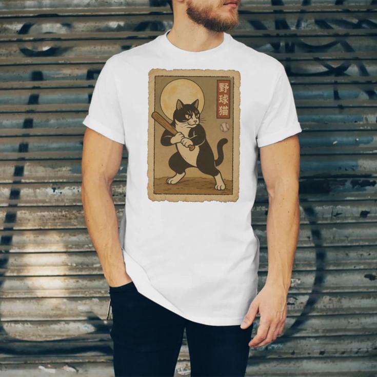 Vintage Japanese Ukiyo-e Baseball Cat Batting Unisex Jersey T-Shirt