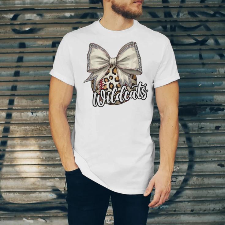 Wildcats Baseball Leopard Print Coquette Bow Mascot Game Day Unisex Jersey T-Shirt
