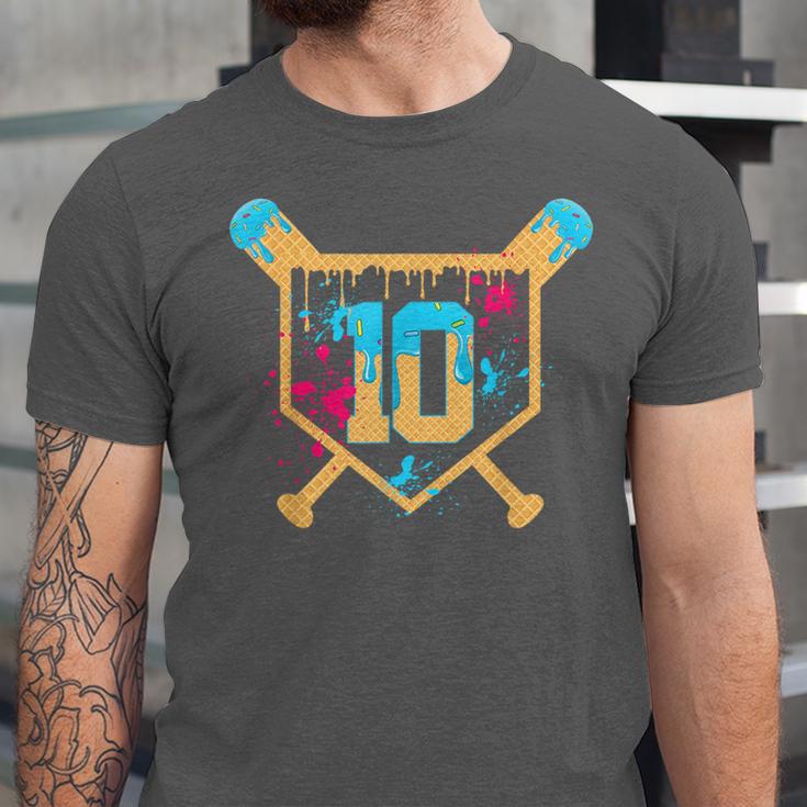 10 Years Old 10th Birthday Baseball Ice Cream Dripping Boys Unisex Jersey T-Shirt