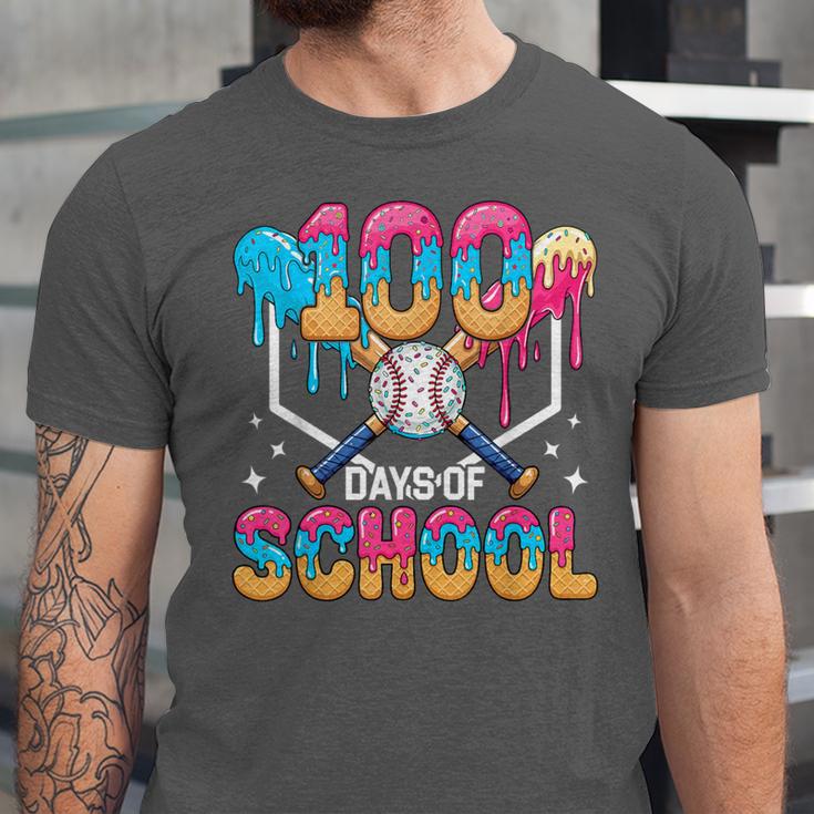 100 Days Of School Baseball Boys Ice Cream Drip 100th Day Unisex Jersey T-Shirt