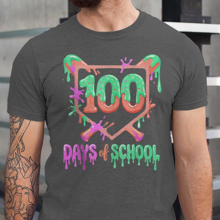 100 Days Of School Baseball Ice Cream Drip 100th Day Player Unisex Jersey T-Shirt