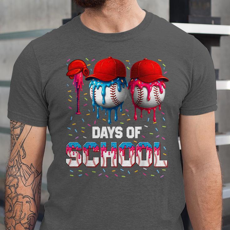 100 Days Of School Dripping Baseball 100th Day Teacher Boy Unisex Jersey T-Shirt
