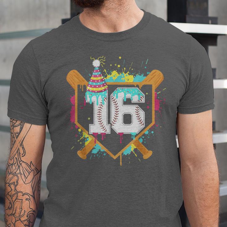 16th Birthday Baseball Drip Number 16 Year Old Birthday Boy Unisex Jersey T-Shirt 16th Birthday Baseball Drip Number 16 Year Old Birthday Boy Unisex Jersey T-Shirt